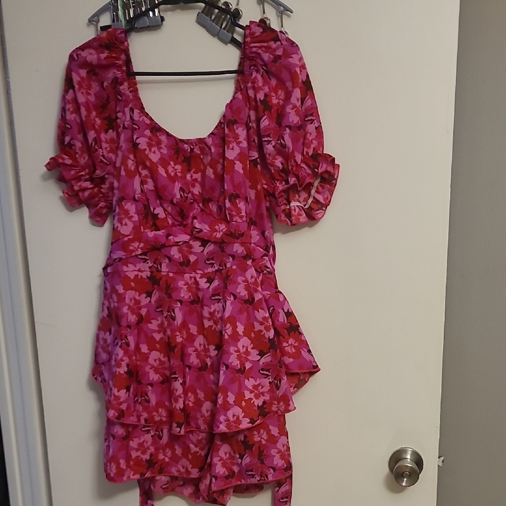 SHEIN Curve Pink and Red Floral Dress